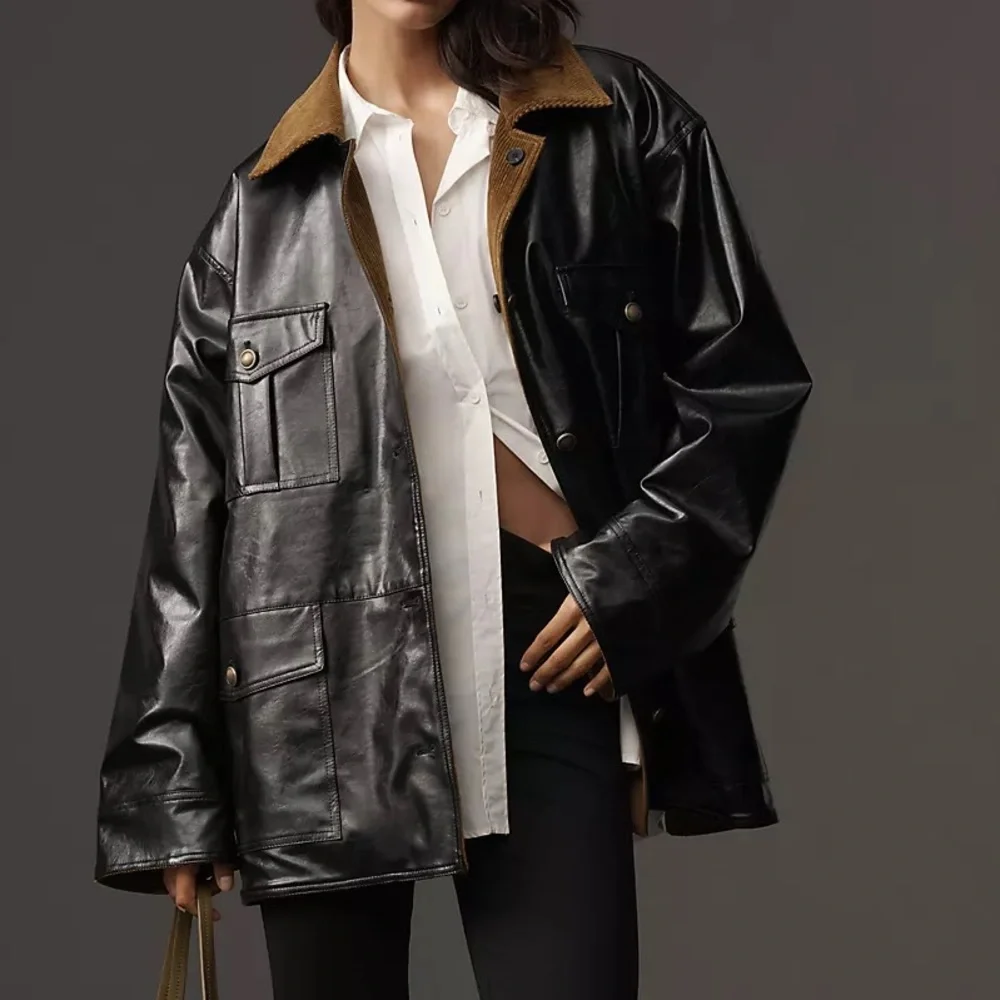 NWOT Maeve Patent Chore Jacket Size Small - Picture 1 of 15